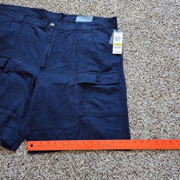 NWT Tasso Elba Island Linen Blend Cargo Shorts Sz 44 Navy Coastal Beach Golf - Picture 5 of 7